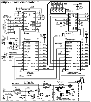 Programator AT89C2051 pe portul seriall PC- Click pentru a mari desenul!