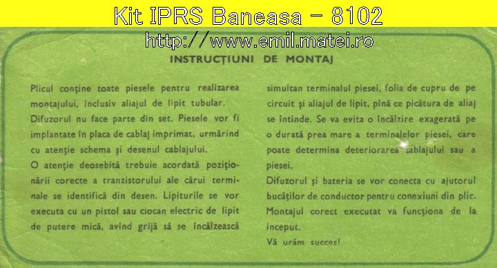 Kit 8102 - Generator Morse - Instructiuni de montaj