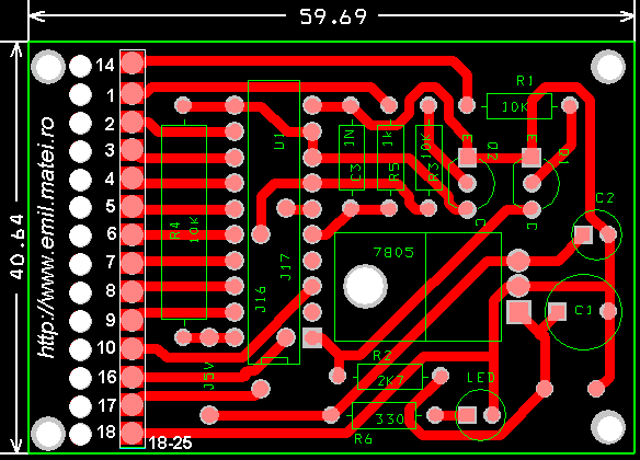 Programator AT89C2051 pe portul paralel PC - PCB