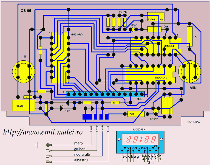 PCB - Ceas electronic auto (Click to enlarge...)