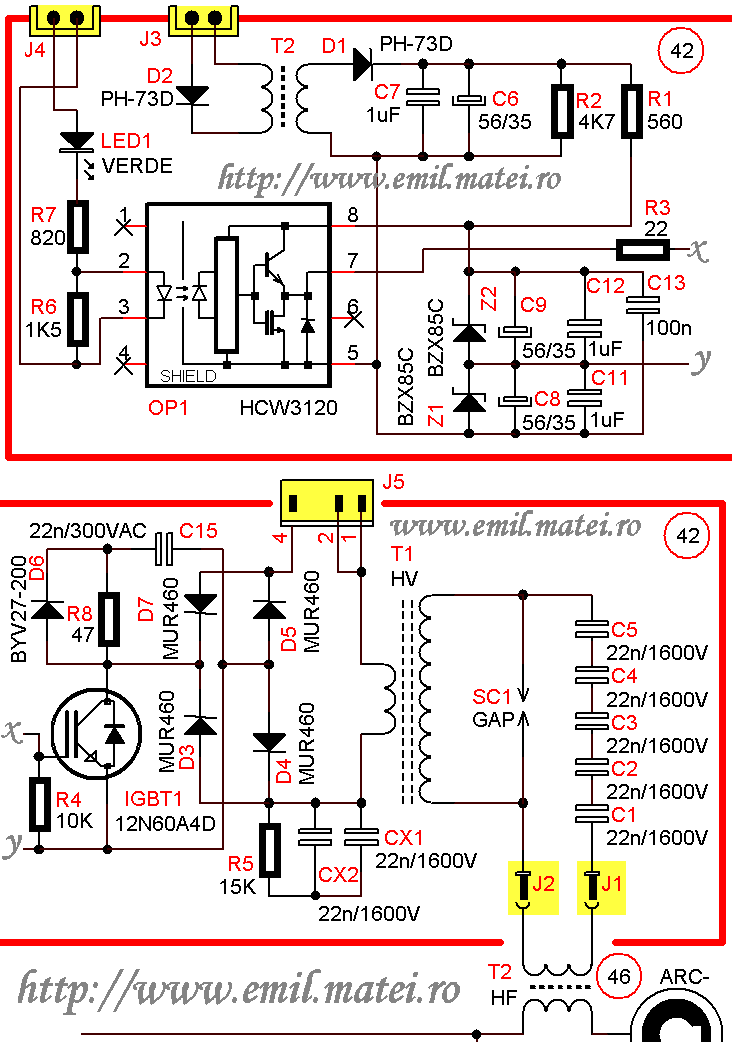 Schema electrica Cebora TIG SOUND AC/DC 1835/M - HF board