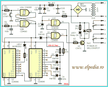 Click pentru marire Schema electrica Temporizator digital 14h1min