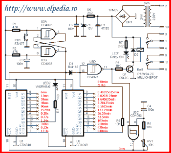 Click pentru marire Schema electrica Temporizator digital 14h1min