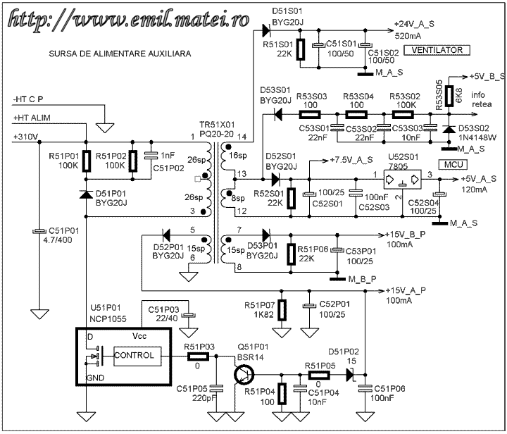 Schema electrica sursa auxiliara GYS4000