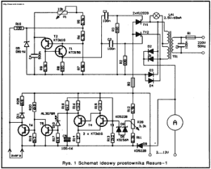 Click pentru marire schema Redresor rusesc incarcare acumulatoare RESURS-1