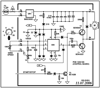 Variator de turatie pentru motorul de antrenare a sarmei in instalatie de sudare MIG-MAG - wire feeder speed control(Click pentru a mari desenul...)