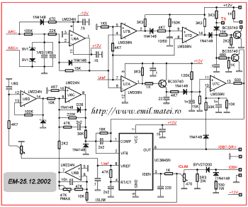 Schema de comanda invertor de sudare, cu UC3845