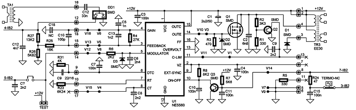 Schema de comanda invertor de sudare, cu NE5560