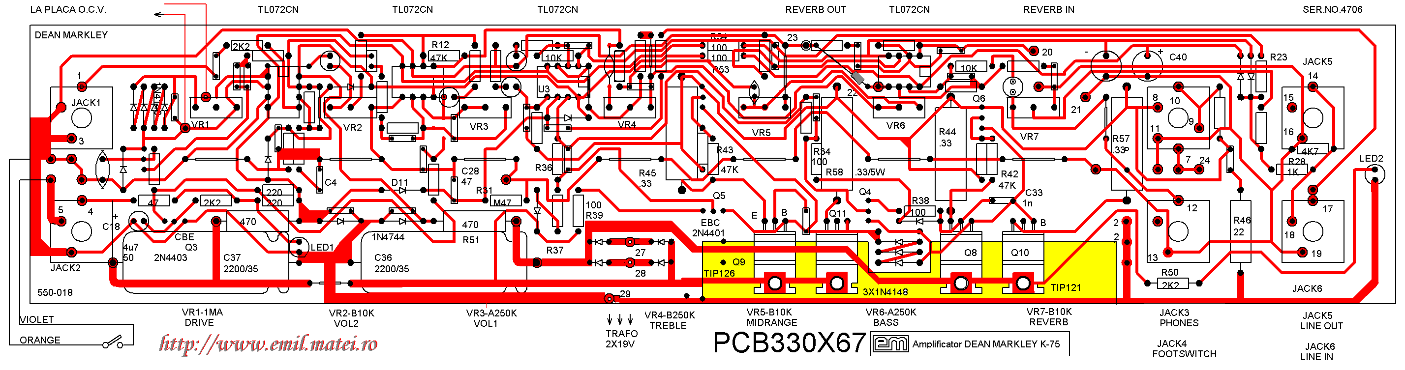 PCB Amplificator Dean Markley K-75